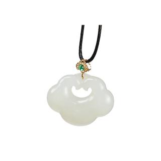 范浩刚和田玉羊脂白玉青玉如意锁时来运转吊坠女款平安福生日礼物送女